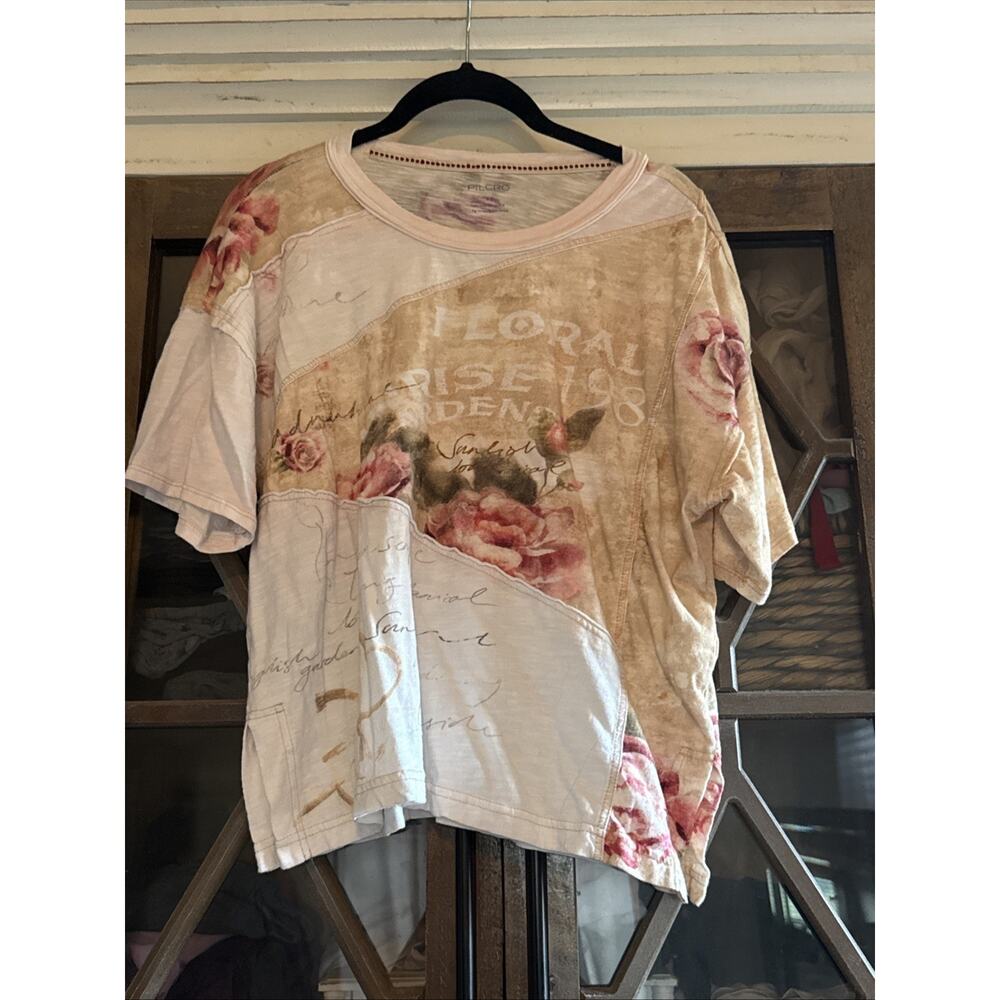 EUC ANTHROPOLOGIE Pilcro Spliced Easy Tee SIZE XS Floral - Picture 2 of 5